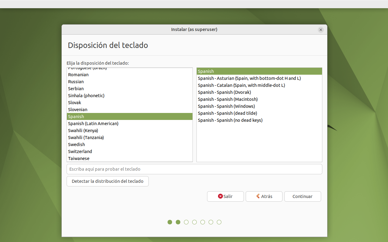 Configuración del teclado